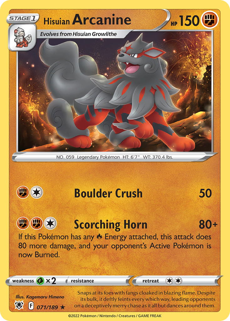 Hisuian Arcanine – Astral Radiance 071/189 Pokémon card