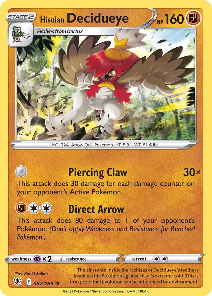 Hisuian Decidueye – Astral Radiance 082/189 Pokémon card