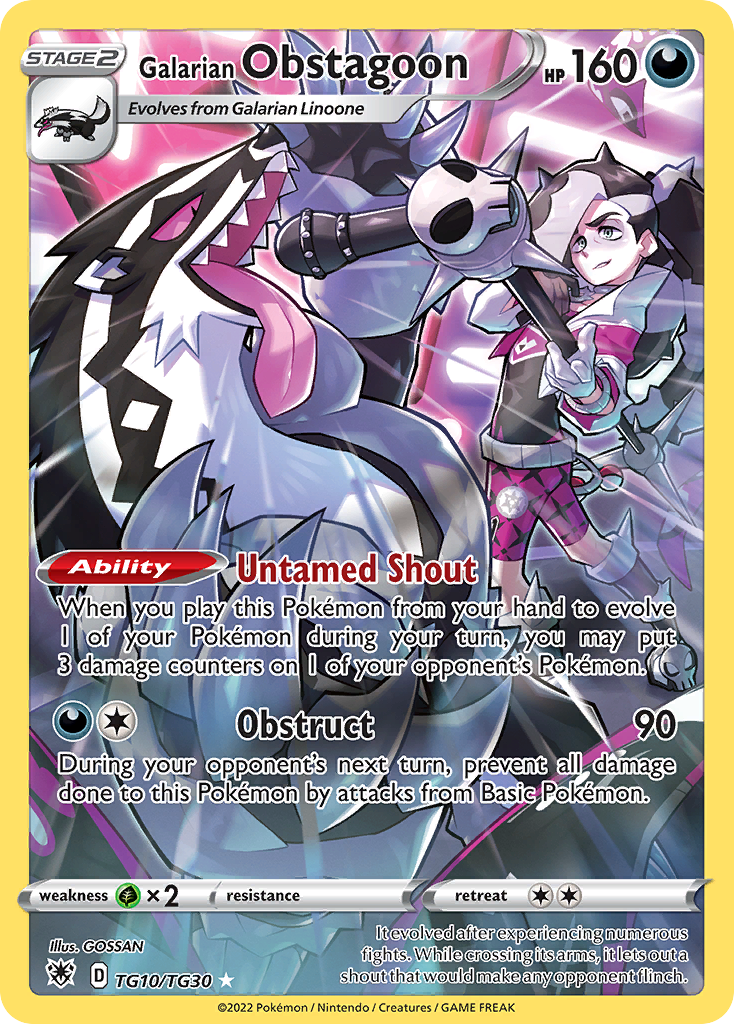 Galarian Obstagoon – Astral Radiance Trainer Gallery TG10/TG30 Pokémon card