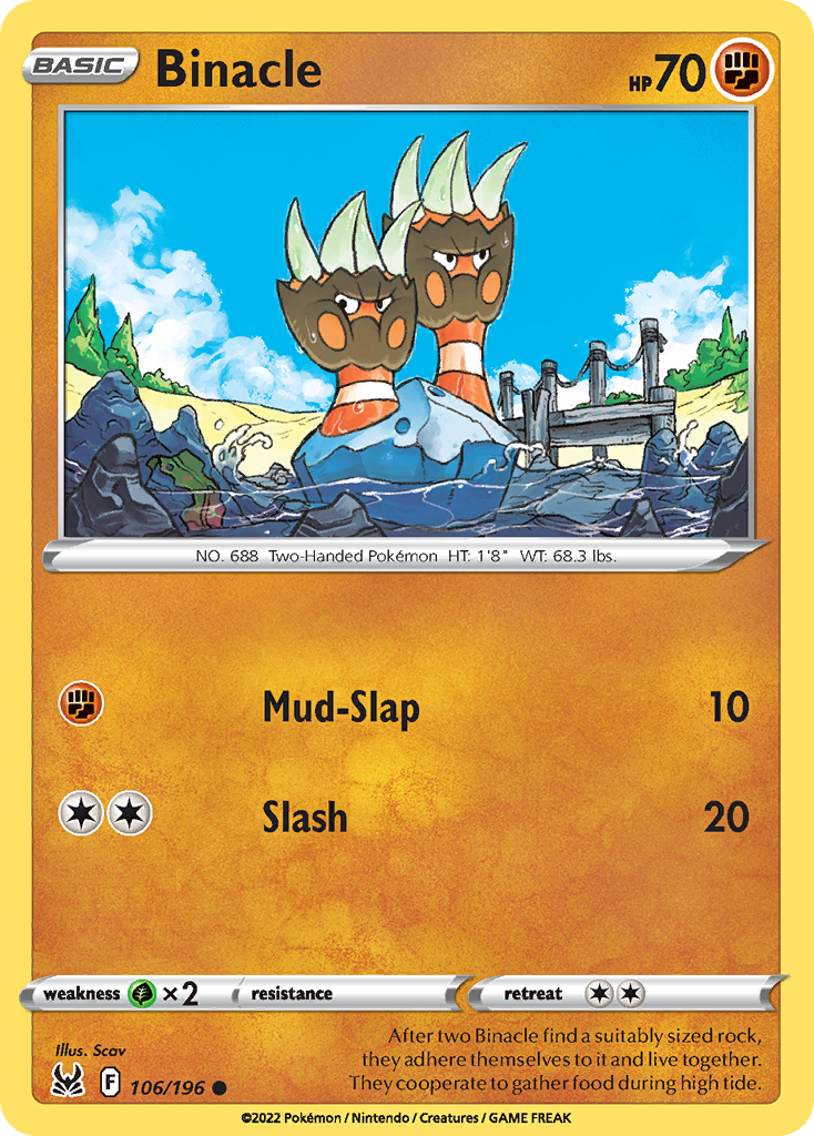 Binacle – Lost Origin 106/196 Pokémon card