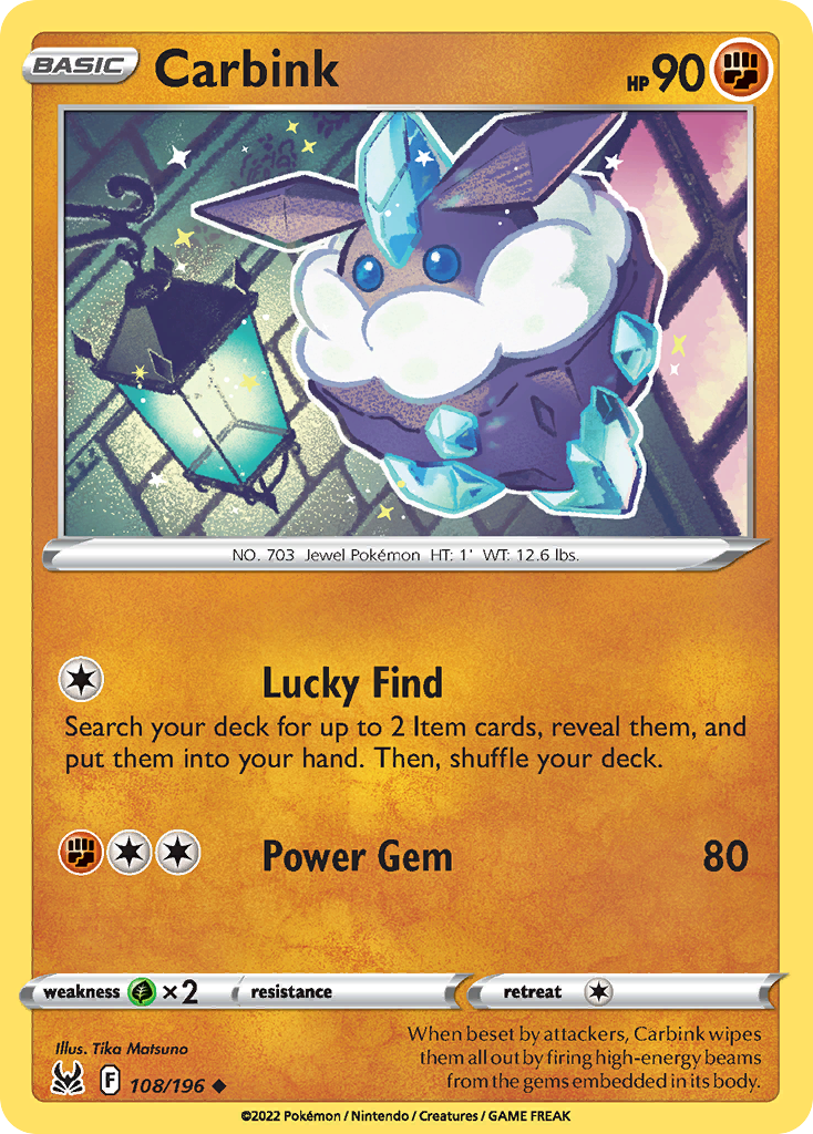 Carbink – Lost Origin 108/196 Pokémon card
