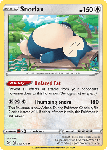 Snorlax - Lost Origin 143