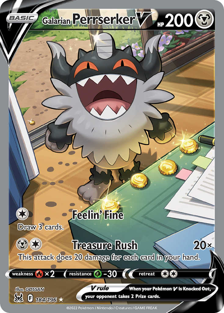 Galarian Perrserker V – Lost Origin 184/196 Pokémon card