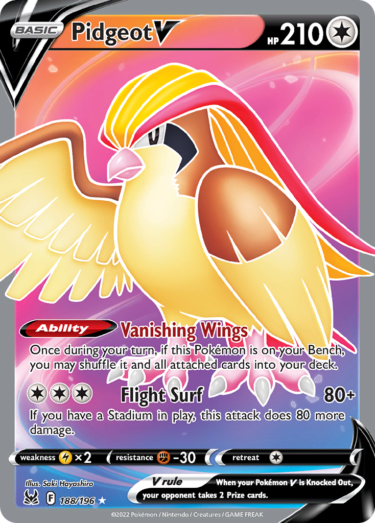 Pidgeot V – Lost Origin 188/196 Pokémon card