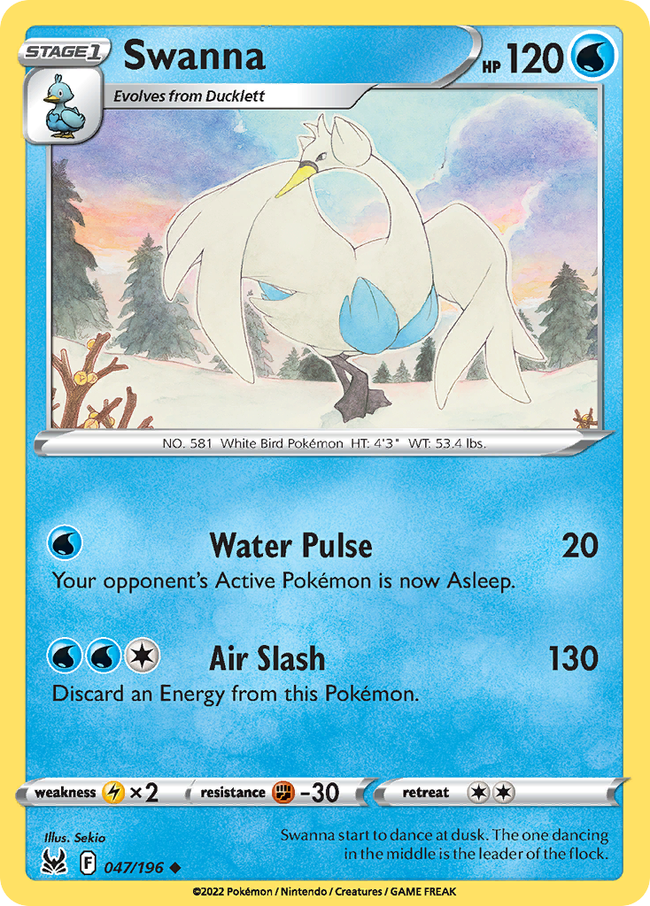 Swanna – Lost Origin 047/196 Pokémon card