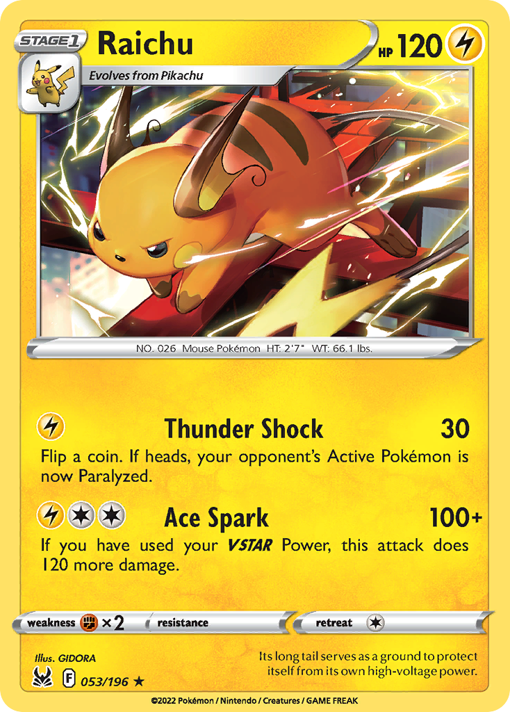 Raichu – Lost Origin 053/196 Pokémon card