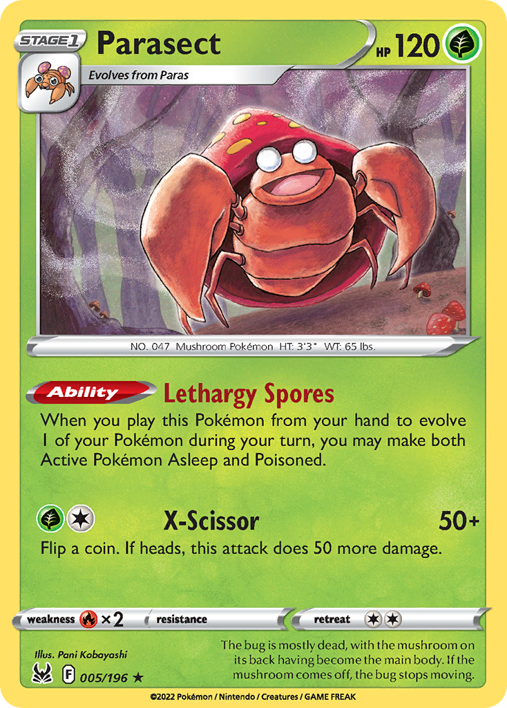 Parasect – Lost Origin 005/196 Pokémon card