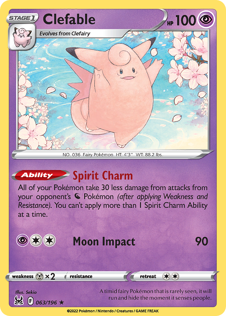 Clefable – Lost Origin 063/196 Pokémon card
