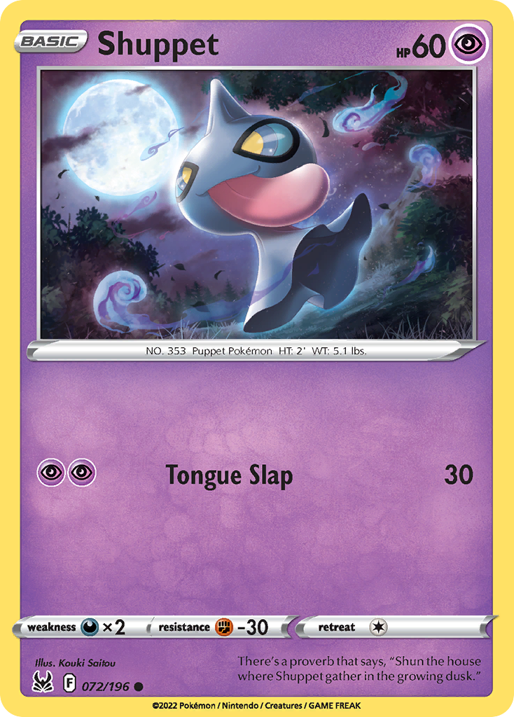 Shuppet – Lost Origin 072/196 Pokémon card