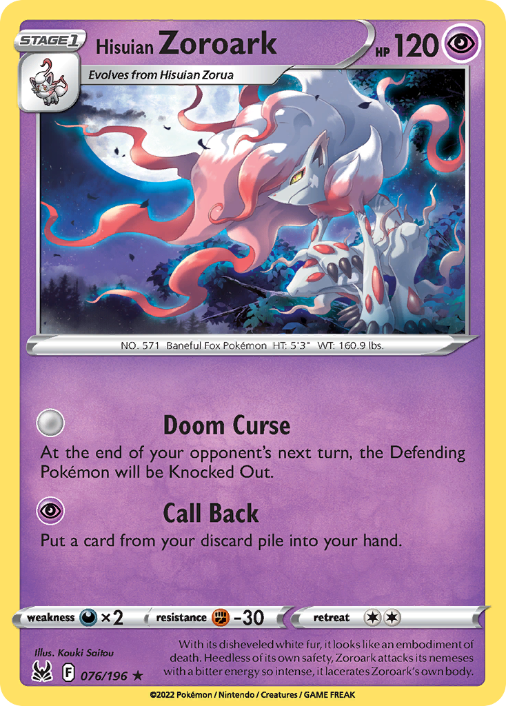 Hisuian Zoroark – Lost Origin 076/196 Pokémon card