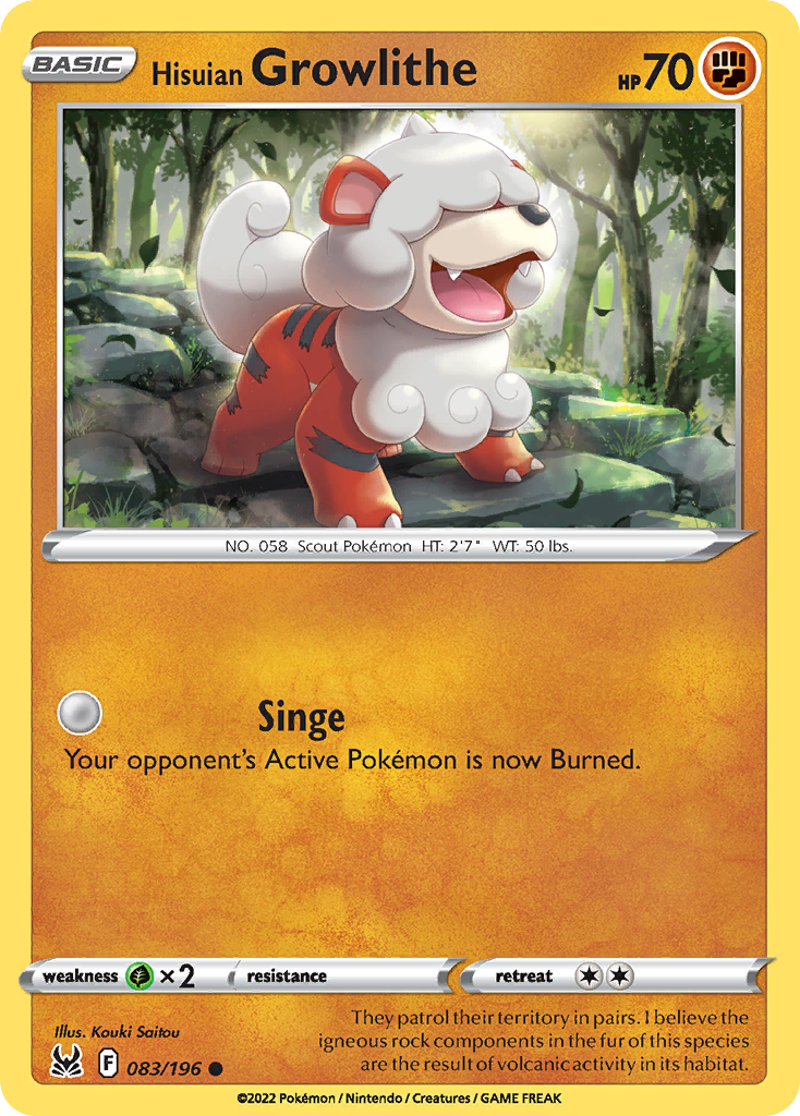 Hisuian Growlithe – Lost Origin 083/196 Pokémon card