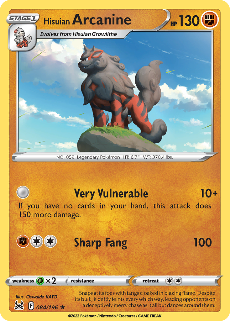 Hisuian Arcanine – Lost Origin 084/196 Pokémon card