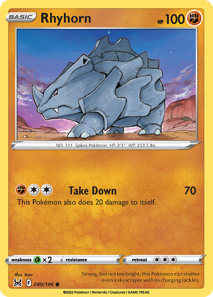 Rhyhorn – Lost Origin 089/196 Pokémon card