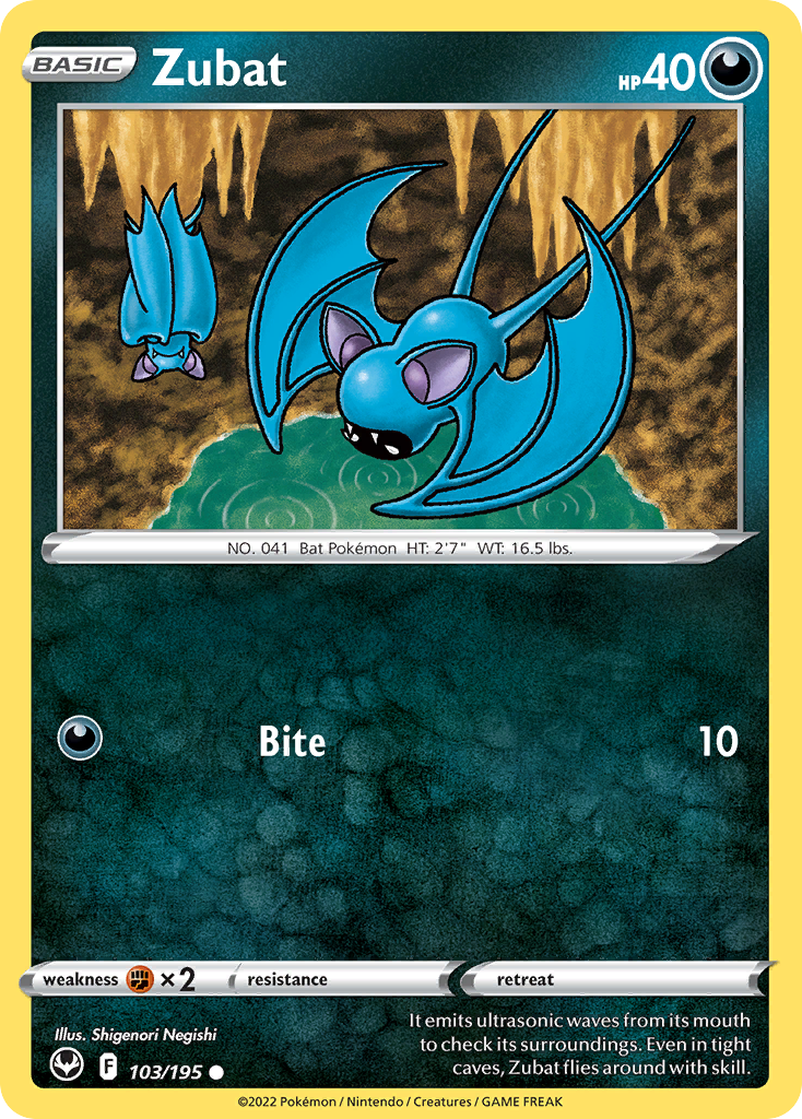 Zubat – Silver Tempest 103/195 Pokémon card