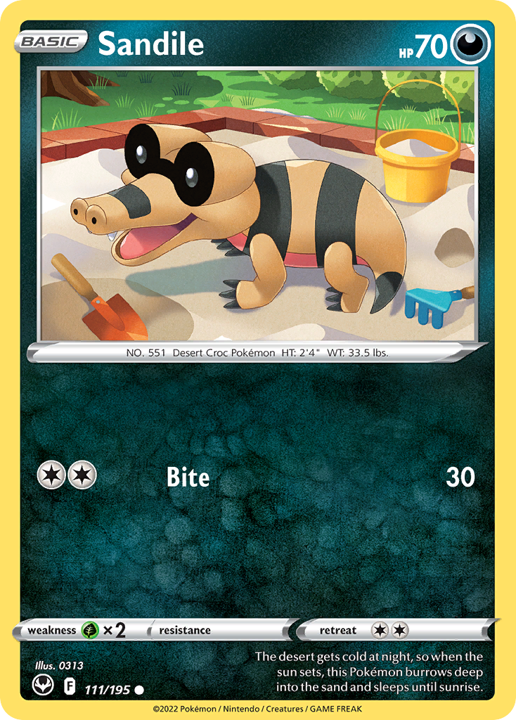 Sandile – Silver Tempest 111/195 Pokémon card