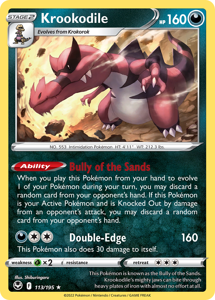 Krookodile – Silver Tempest 113/195 Pokémon card
