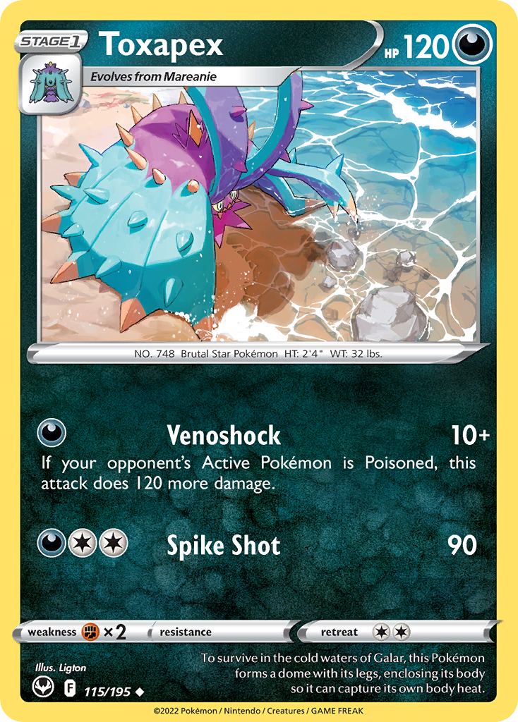 Toxapex – Silver Tempest 115/195 Pokémon card