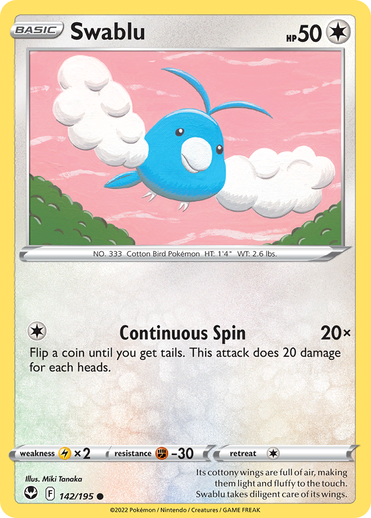 Swablu – Silver Tempest 142/195 Pokémon card