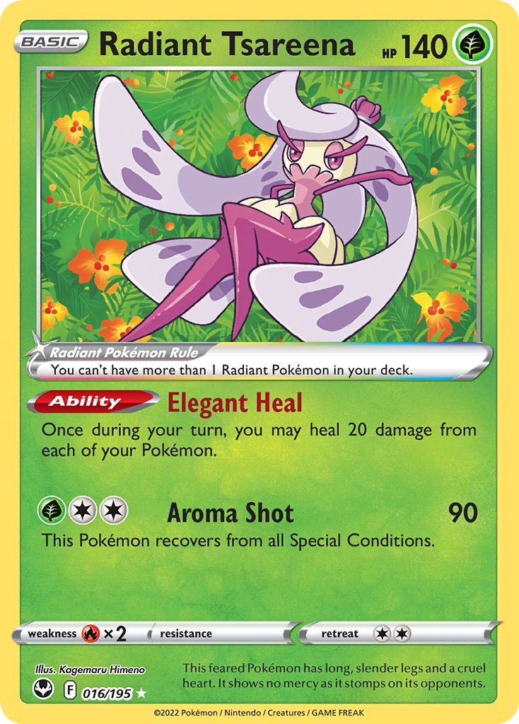 Radiant Tsareena – Silver Tempest 016/195 Pokémon card
