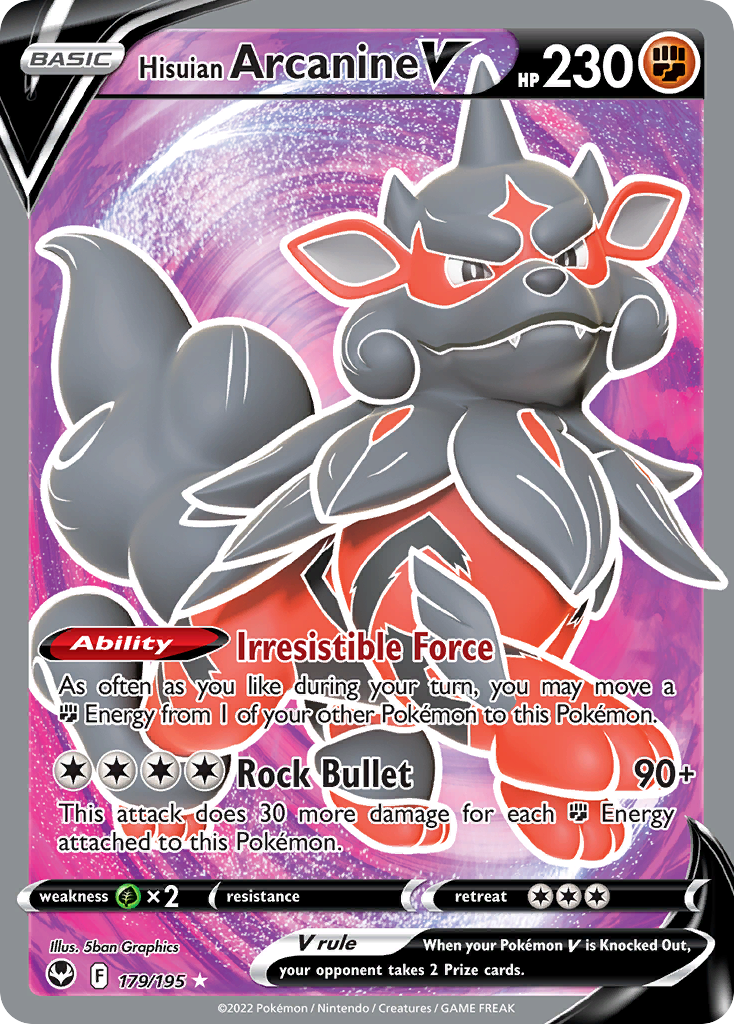 Hisuian Arcanine V – Silver Tempest 179/195 Pokémon card