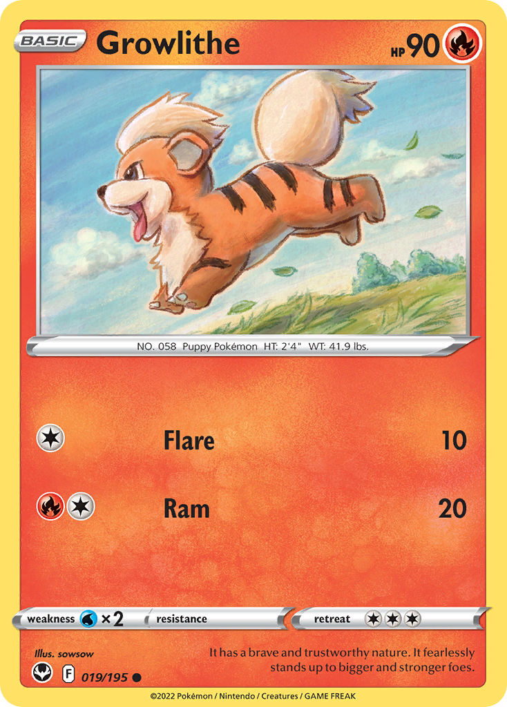 Growlithe – Silver Tempest 019/195 Pokémon card