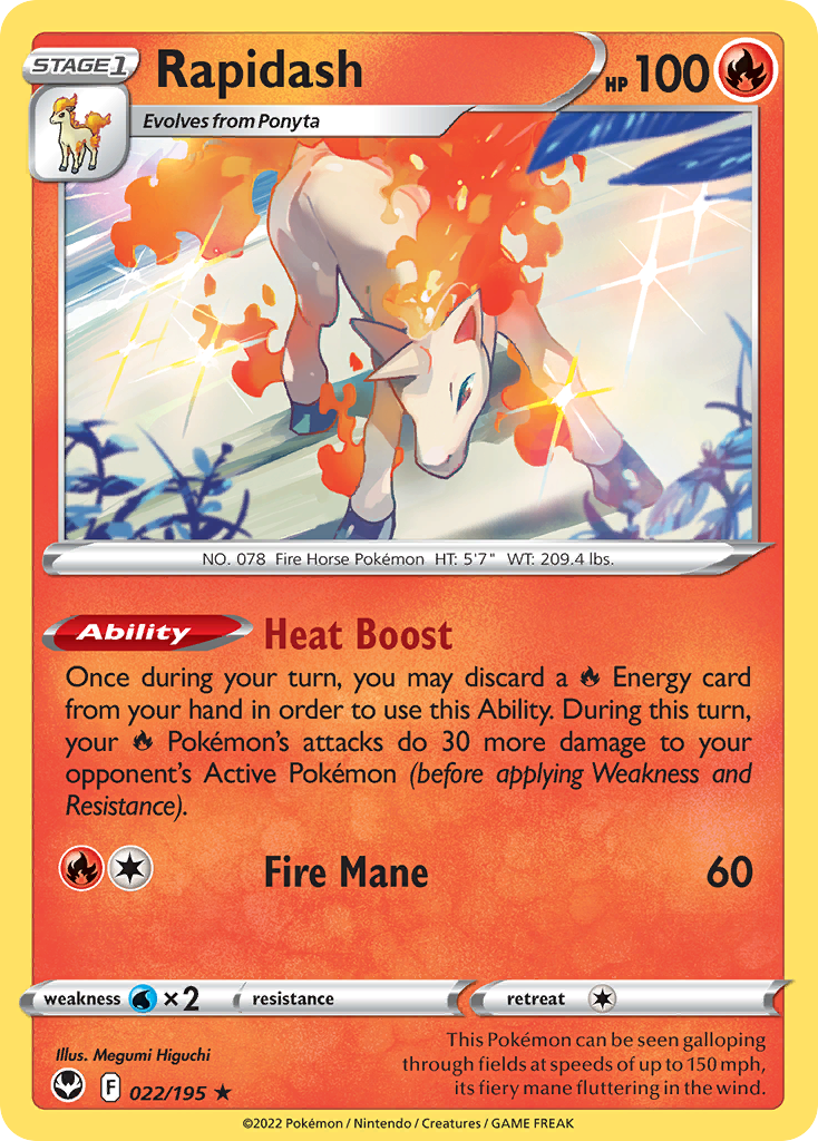 Rapidash – Silver Tempest 022/195 Pokémon card