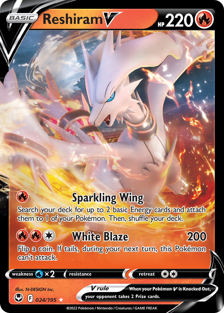 Reshiram V – Silver Tempest 024/195 Pokémon card