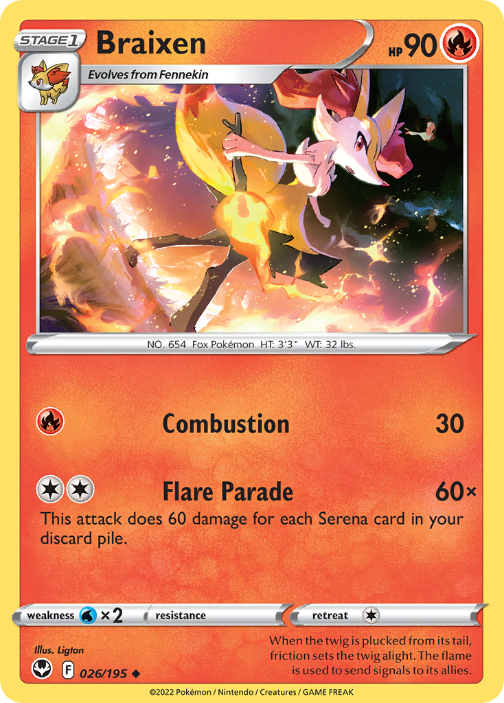 Braixen – Silver Tempest 026/195 Pokémon card