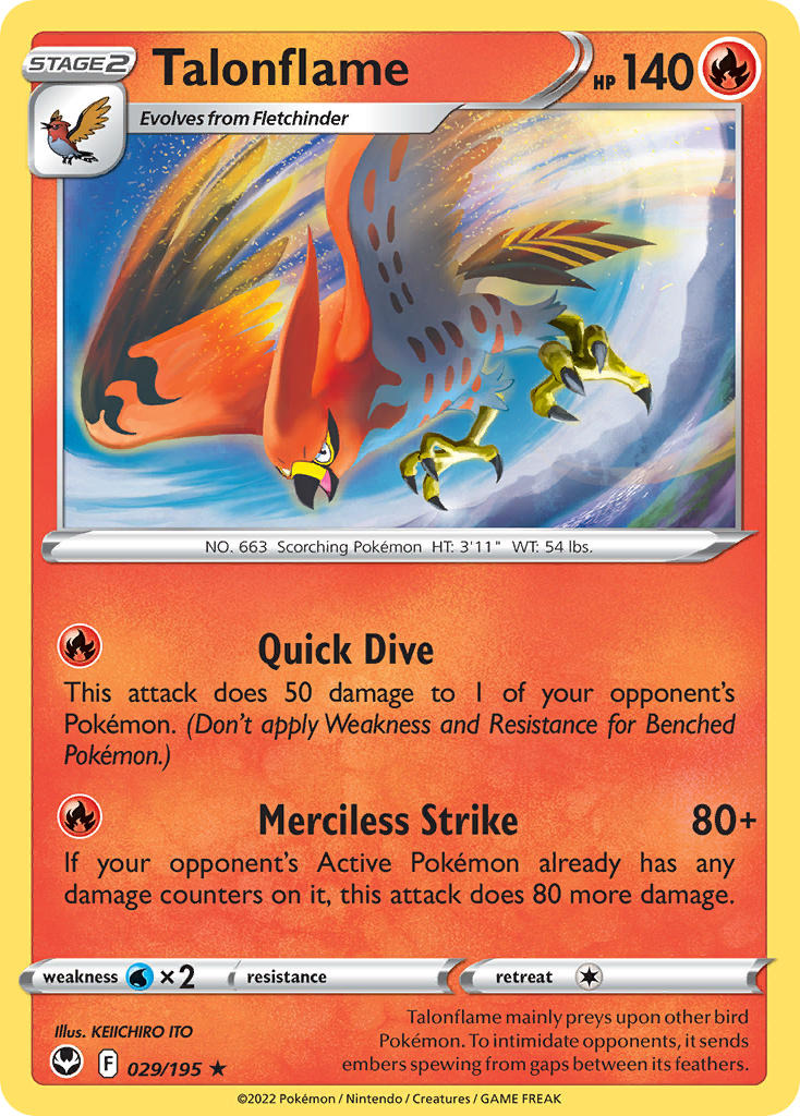 Talonflame – Silver Tempest 029/195 Pokémon card