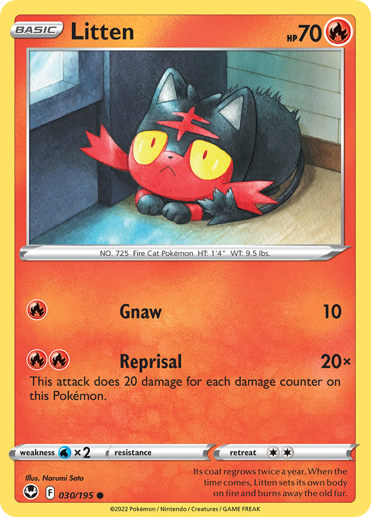 Litten – Silver Tempest 030/195 Pokémon card