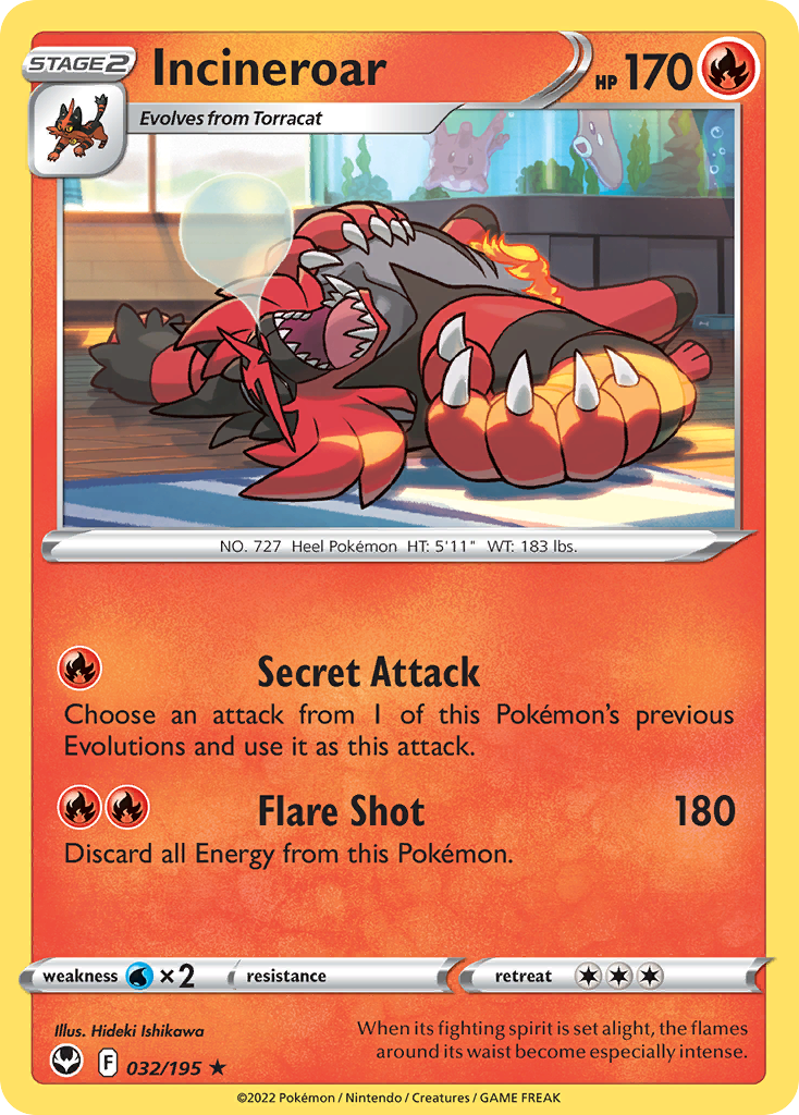 Incineroar – Silver Tempest 032/195 Pokémon card