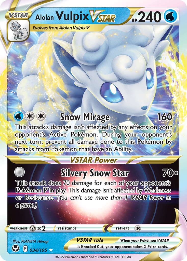 Alolan Vulpix VSTAR – Silver Tempest 034/195 Pokémon card