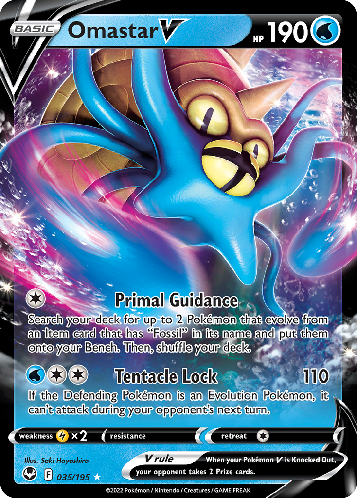 Omastar V – Silver Tempest 035/195 Pokémon card
