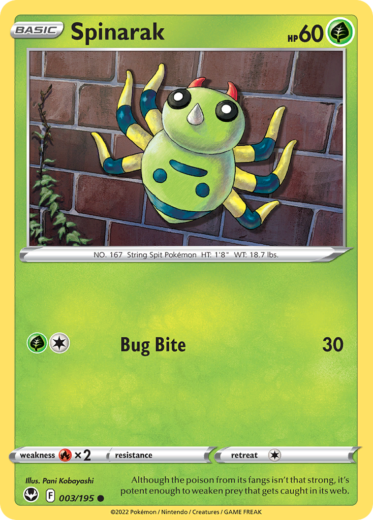 Spinarak – Silver Tempest 003/195 Pokémon card