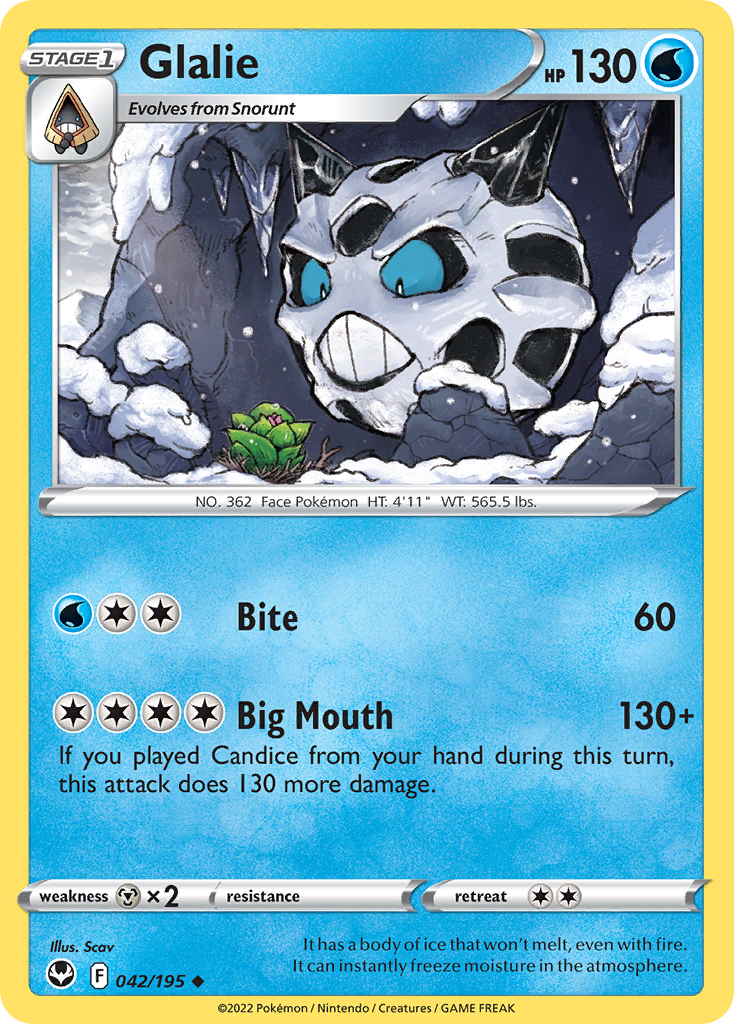 Glalie – Silver Tempest 042/195 Pokémon card