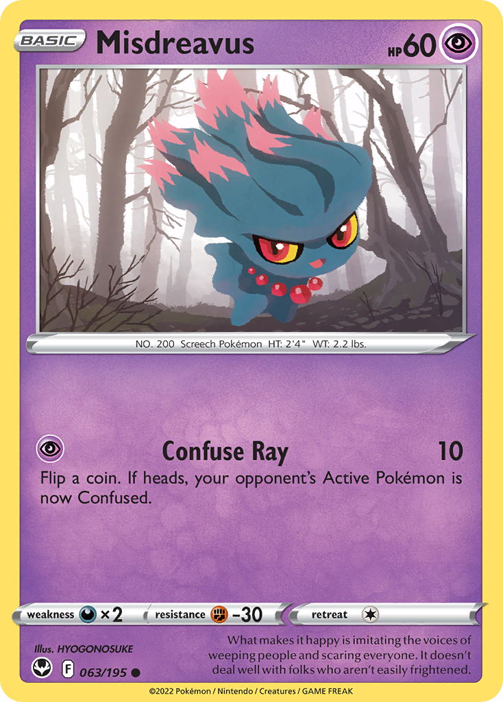 Misdreavus – Silver Tempest 063/195 Pokémon card