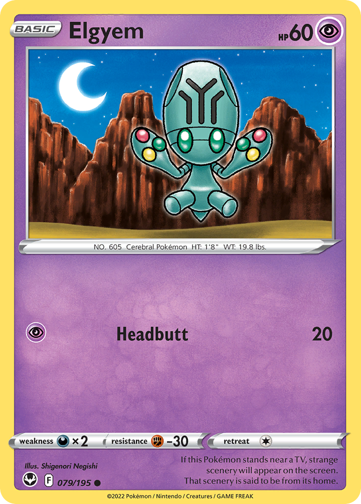 Elgyem – Silver Tempest 079/195 Pokémon card