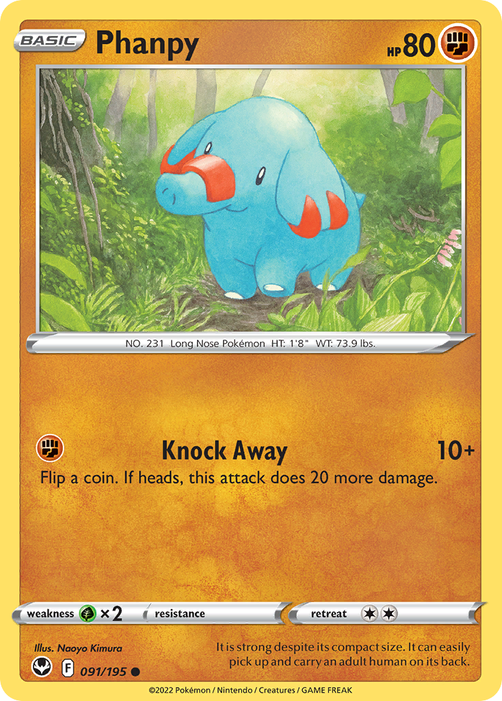 Phanpy – Silver Tempest 091/195 Pokémon card