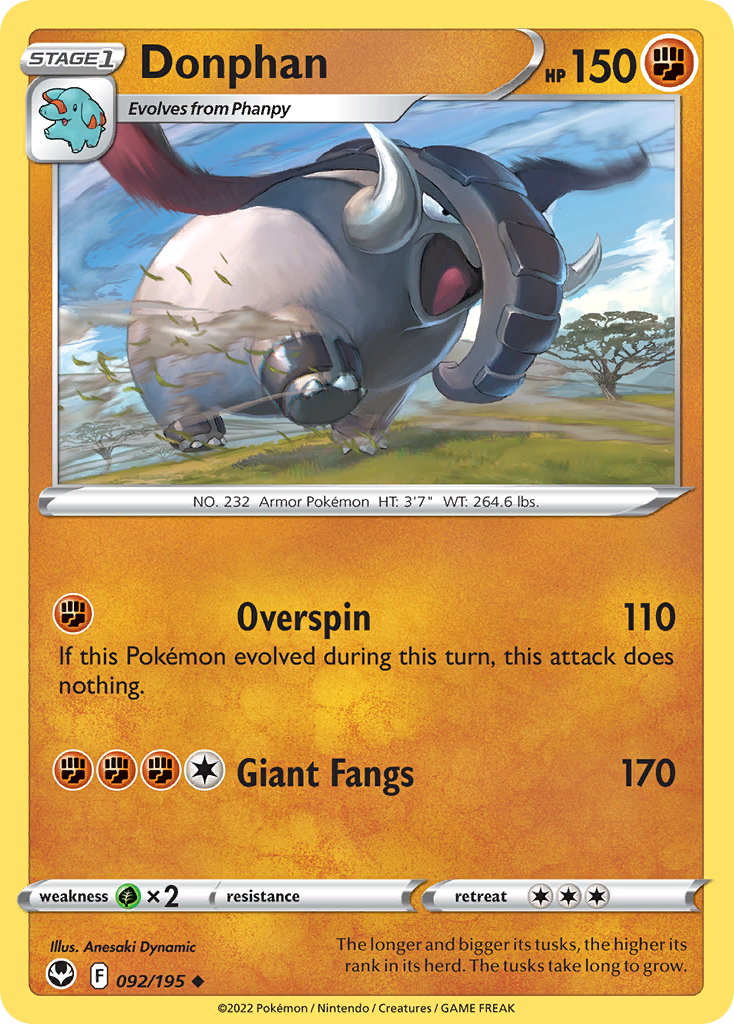 Donphan – Silver Tempest 092/195 Pokémon card