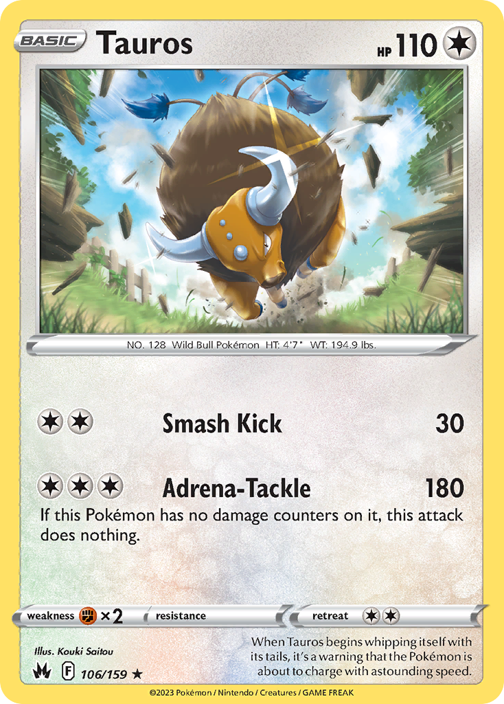 Tauros – Crown Zenith 106/159 Pokémon card