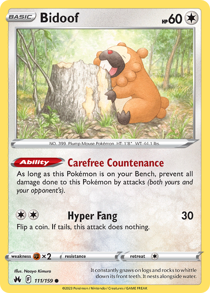 Bidoof – Crown Zenith 111/159 Pokémon card