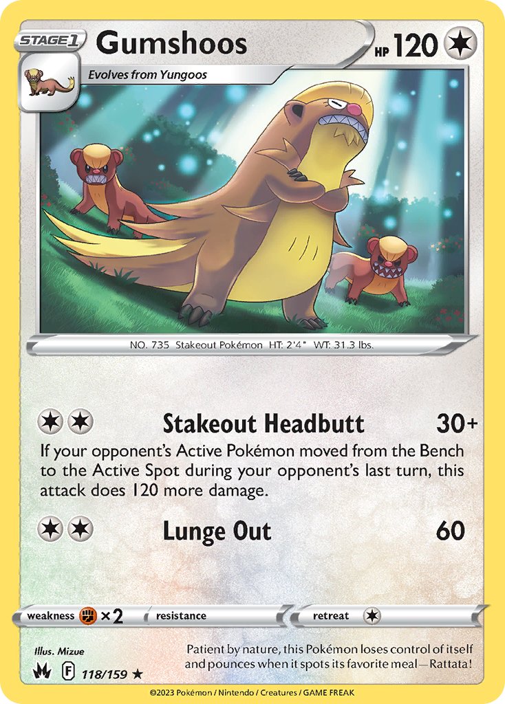 Gumshoos – Crown Zenith 118/159 Pokémon card