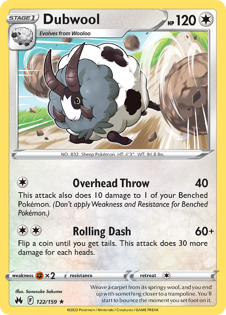 Dubwool – Crown Zenith 122/159 Pokémon card