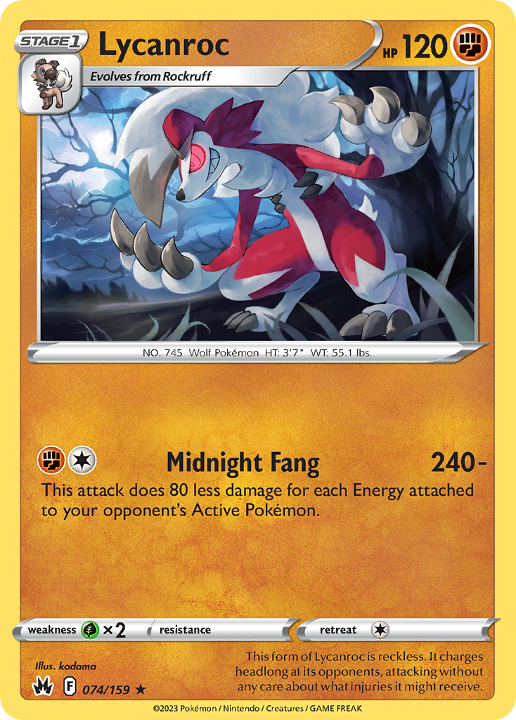 Lycanroc – Crown Zenith 074/159 Pokémon card