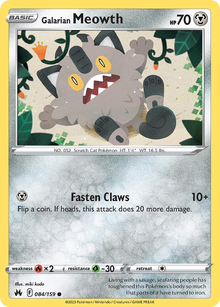 Galarian Meowth – Crown Zenith 084/159 Pokémon card
