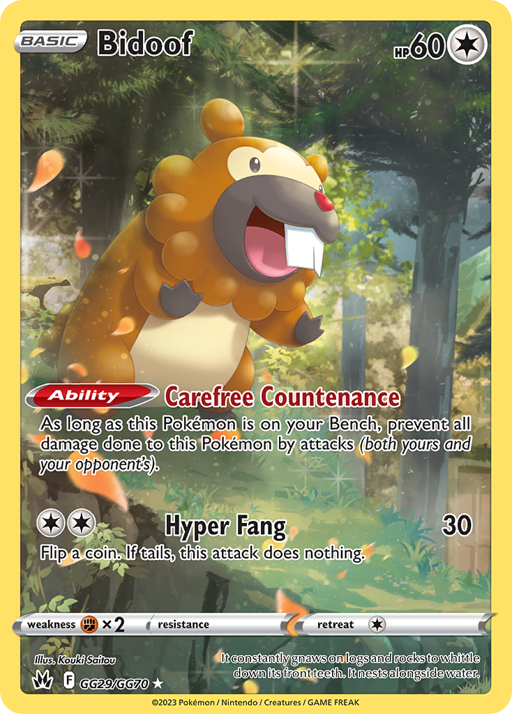 Bidoof – Crown Zenith Galarian Gallery GG29/GG70 Pokémon card