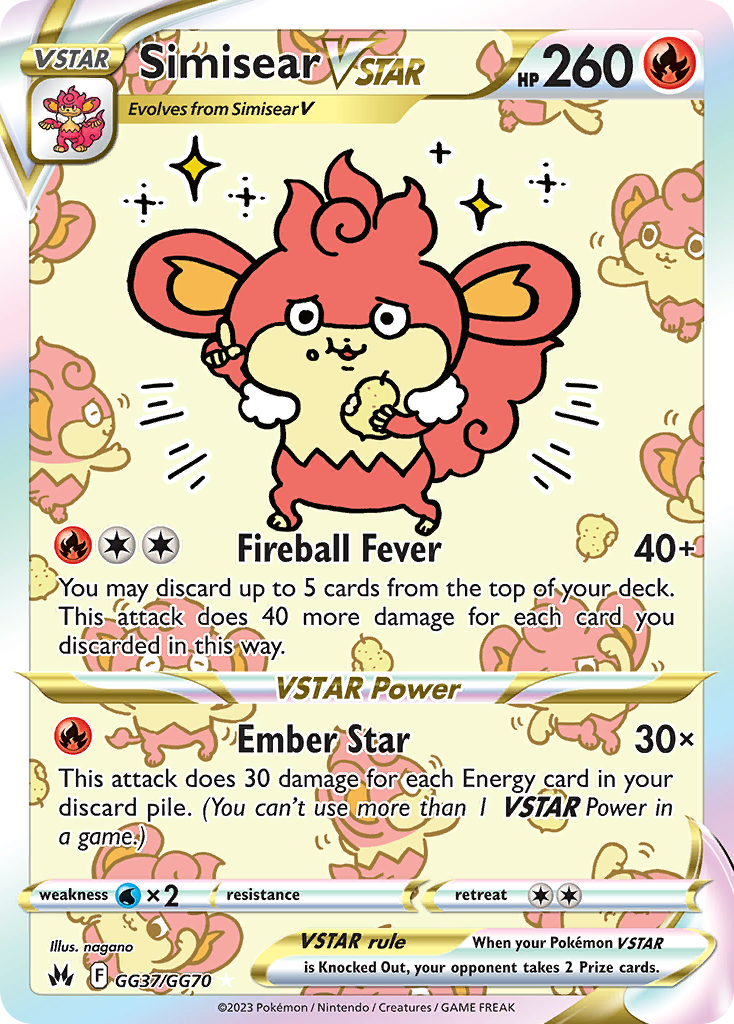 Simisear VSTAR – Crown Zenith Galarian Gallery GG37/GG70 Pokémon card