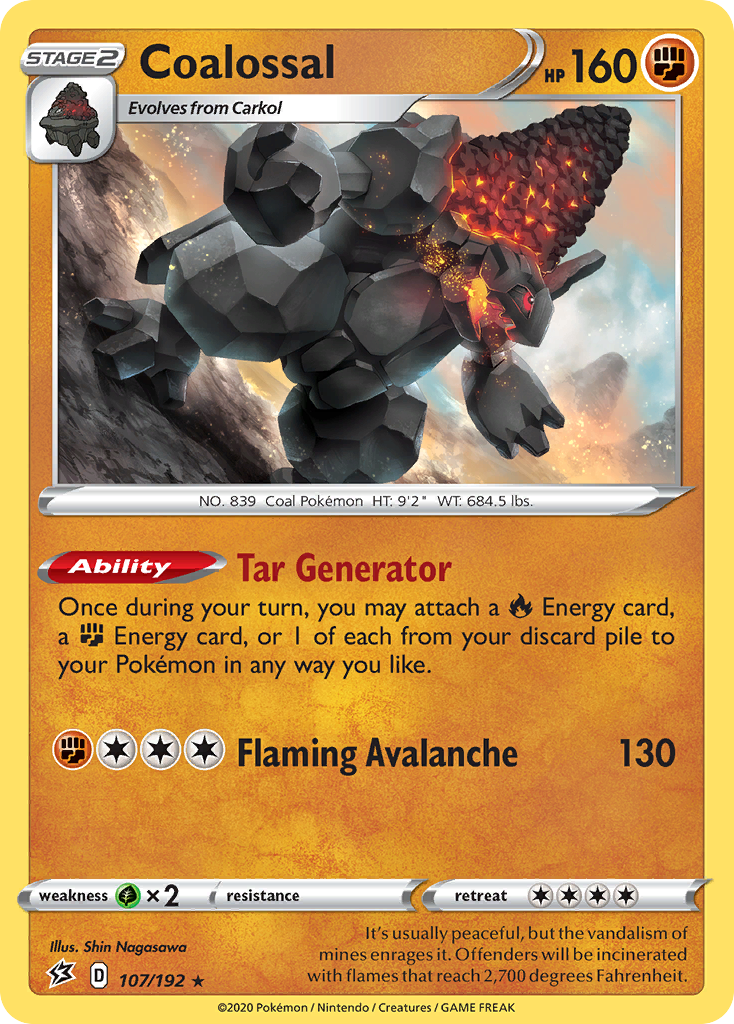 Coalossal – Rebel Clash 107/192 Pokémon card