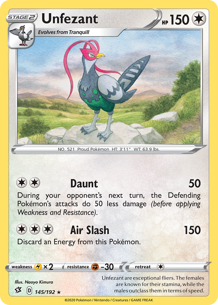 Unfezant – Rebel Clash 145/192 Pokémon card