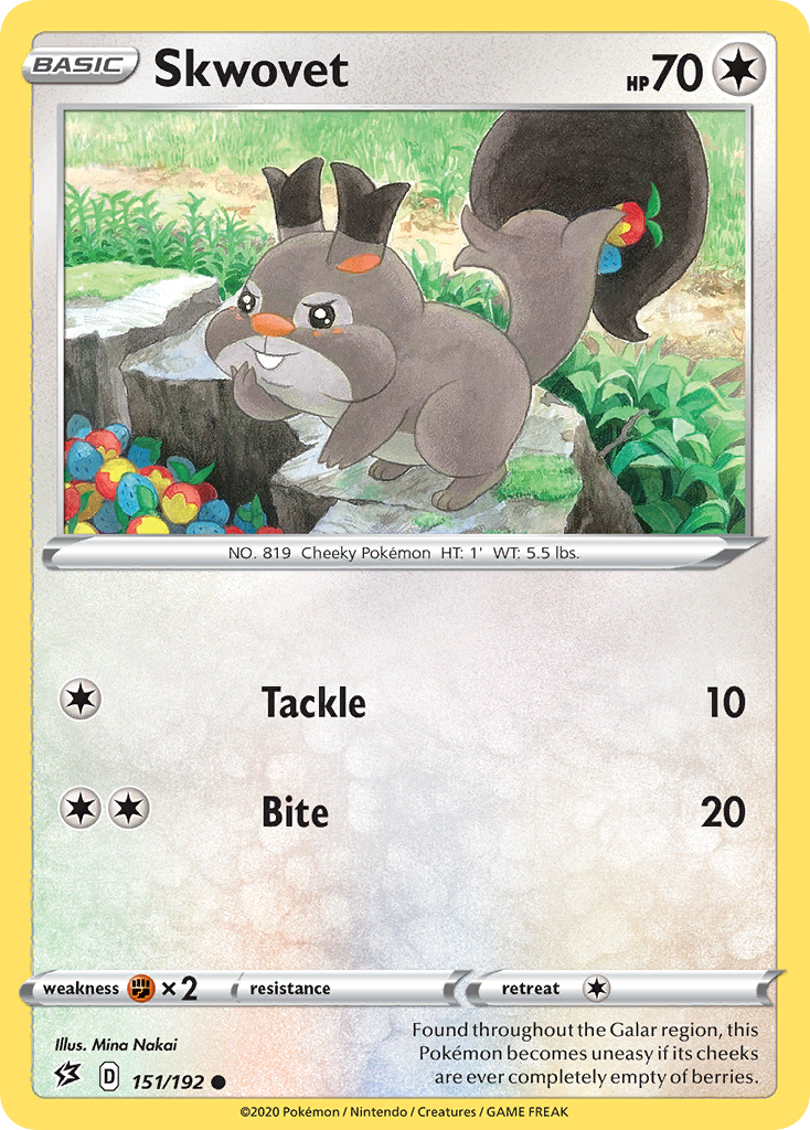 Skwovet – Rebel Clash 151/192 Pokémon card